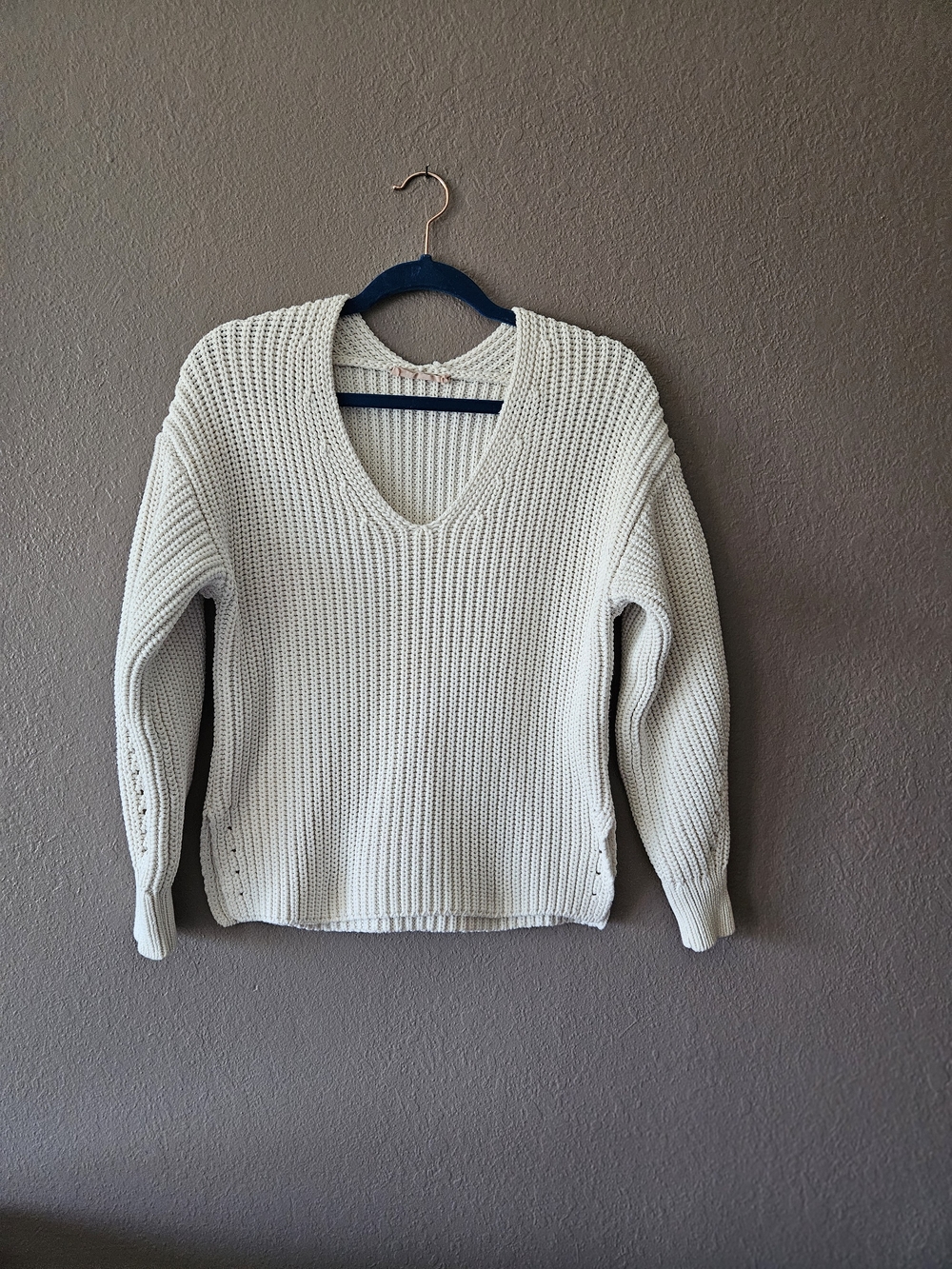 Everlane Cream V-Neck Chunky Knit Women's Sweater